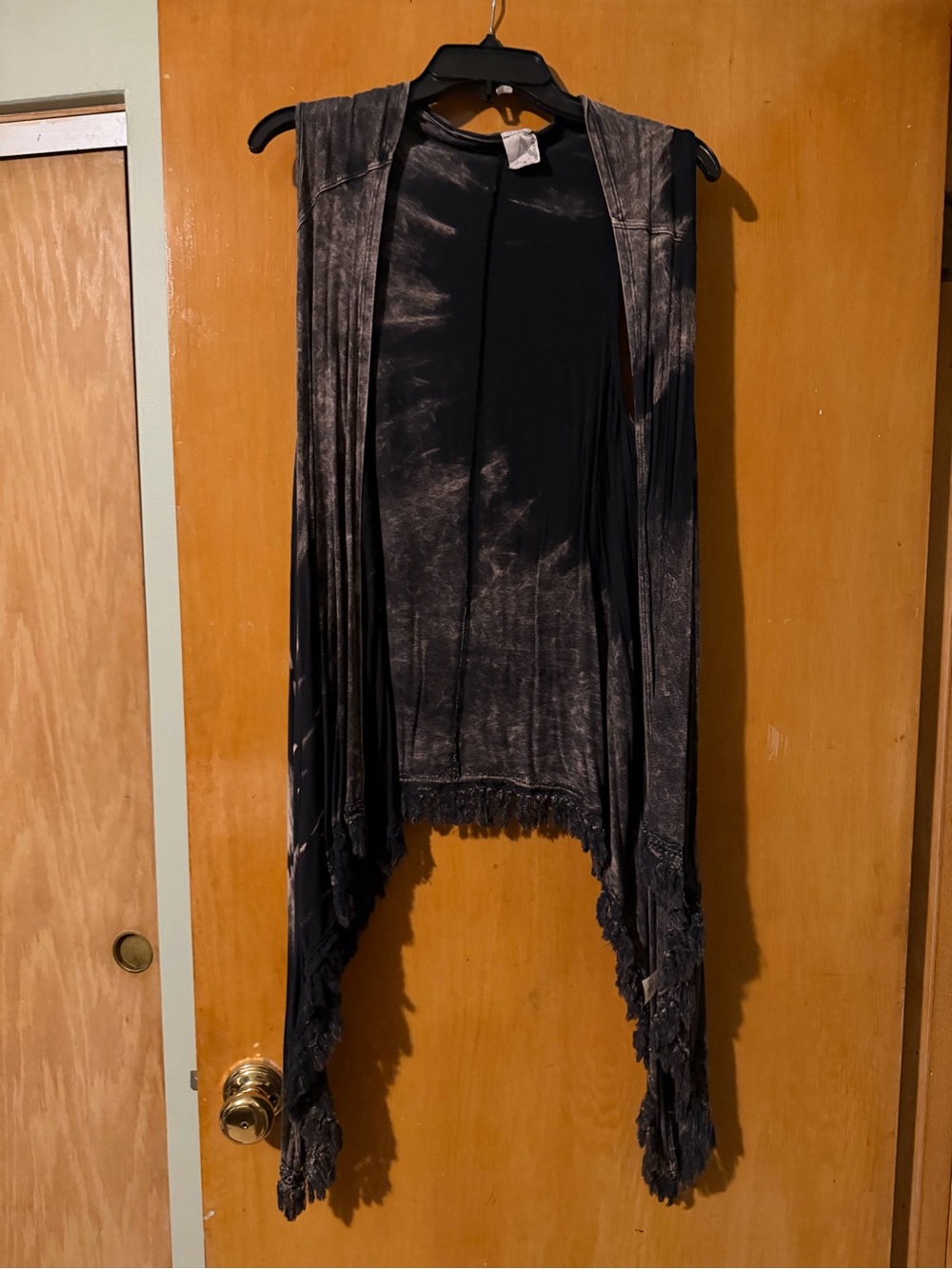 American Age Black Fringe Open-Front Fringe Cardigan